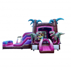 Pink-Rex bounce house w/slide WET/DRY