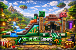 XL Pixel Gamer Bounce House with Dual Slides