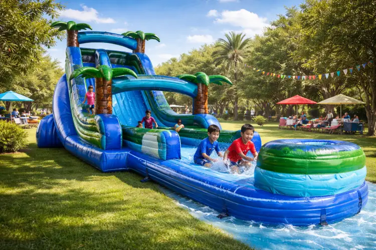 20FT ISLAND PLUNGE DUAL LANE WATER SLIDE