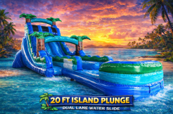 20FT ISLAND PLUNGE DUAL LANE WATER SLIDE